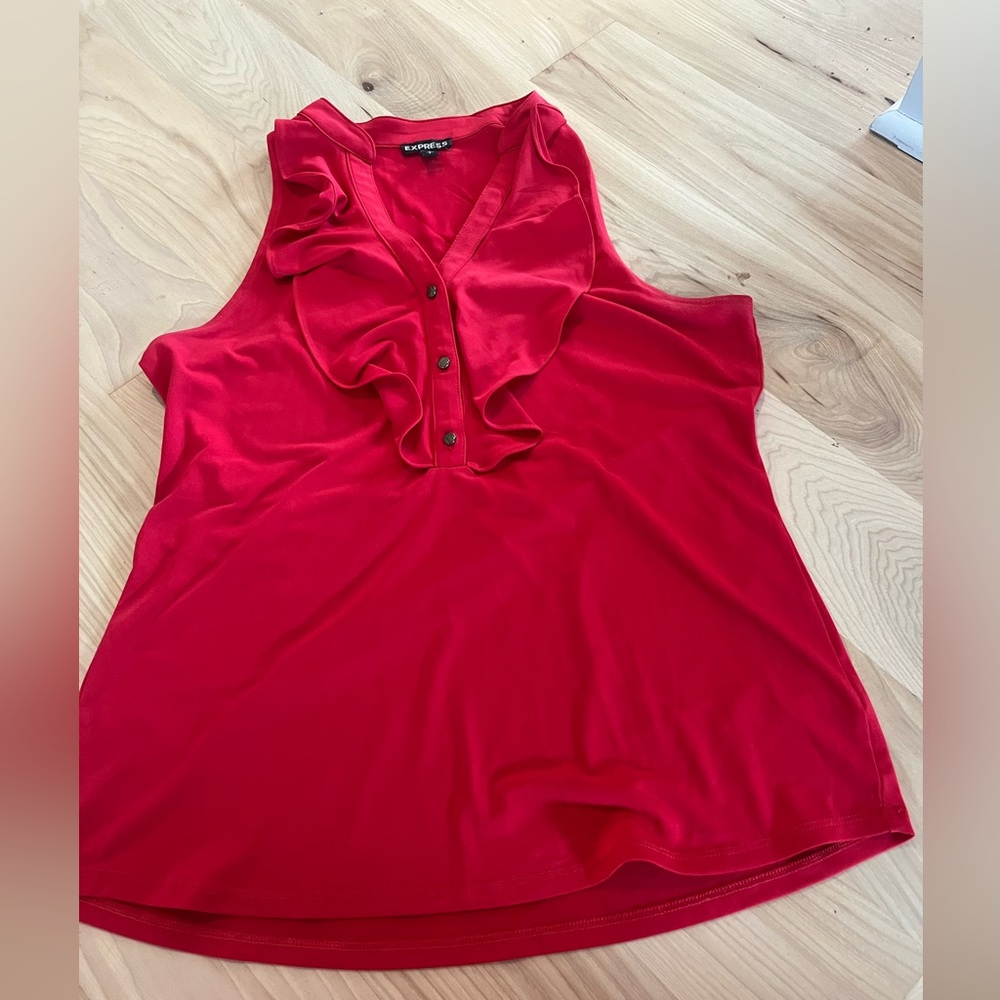 Red Express ruffled tank top